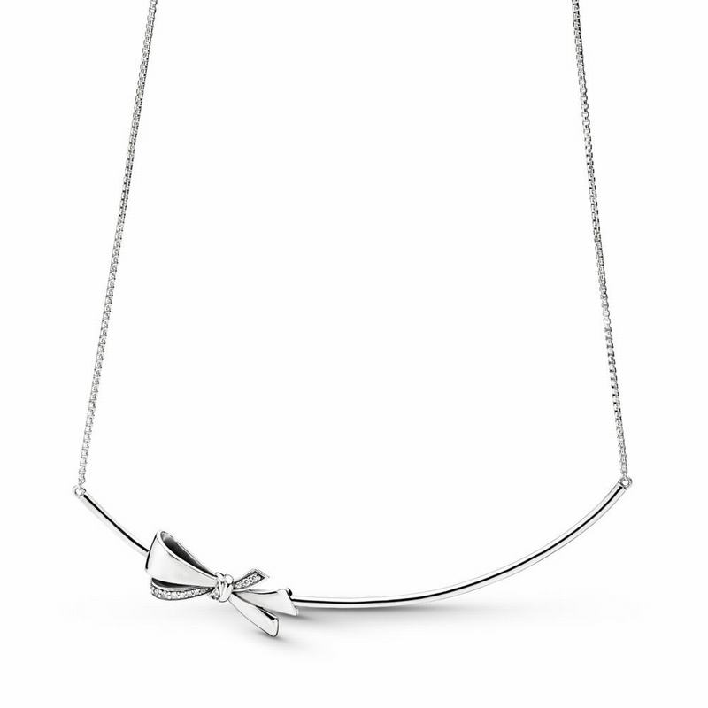 Pandora Brilliant Bow Necklace Online NZ, Sterling Silver (793514-YKJ)